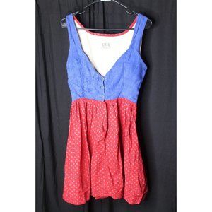 Kibek Austria Vintage Red Blue Small Cotton Women's Dress